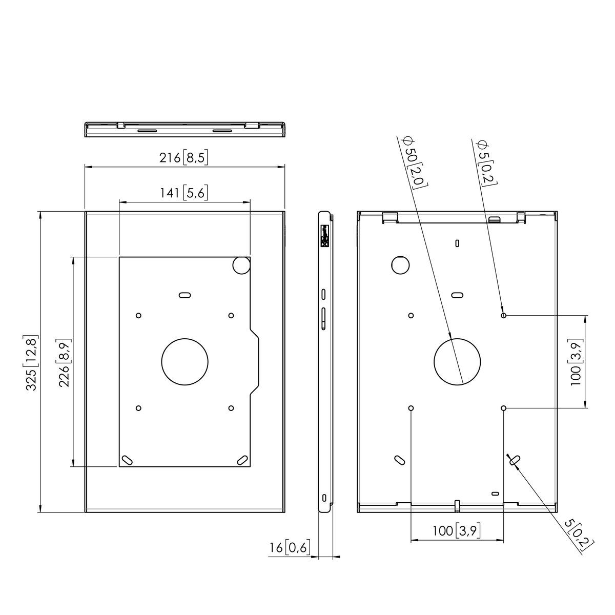 Vogel's PTS 1249 Tablet Holder - Dimensions