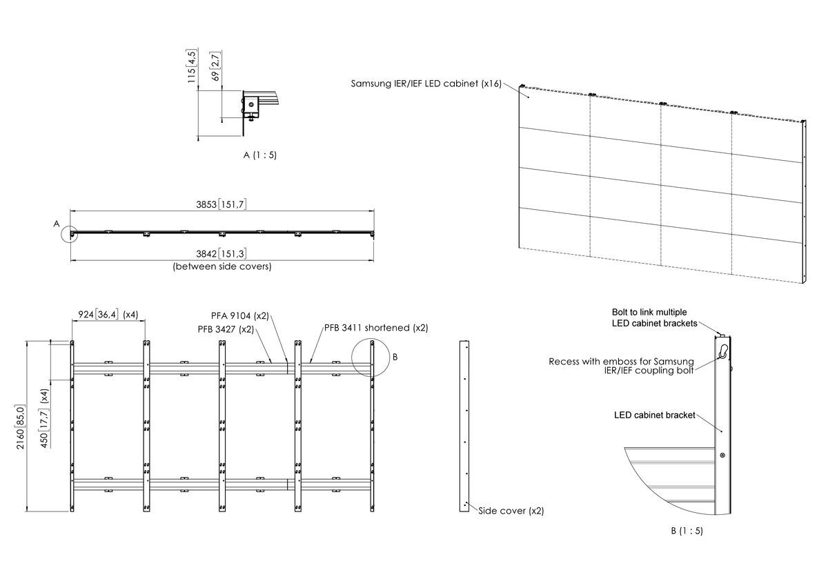 Vogel's INT 8102 dvLED Wall Interface - Dimensions