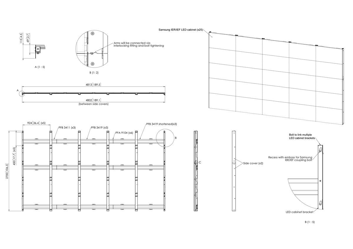 Vogel's INT 8103 dvLED Wall Interface - Dimensions