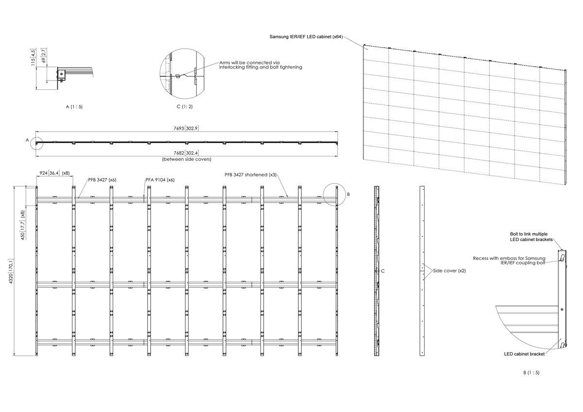 Vogel's INT 8104 dvLED Wall Interface - Dimensions