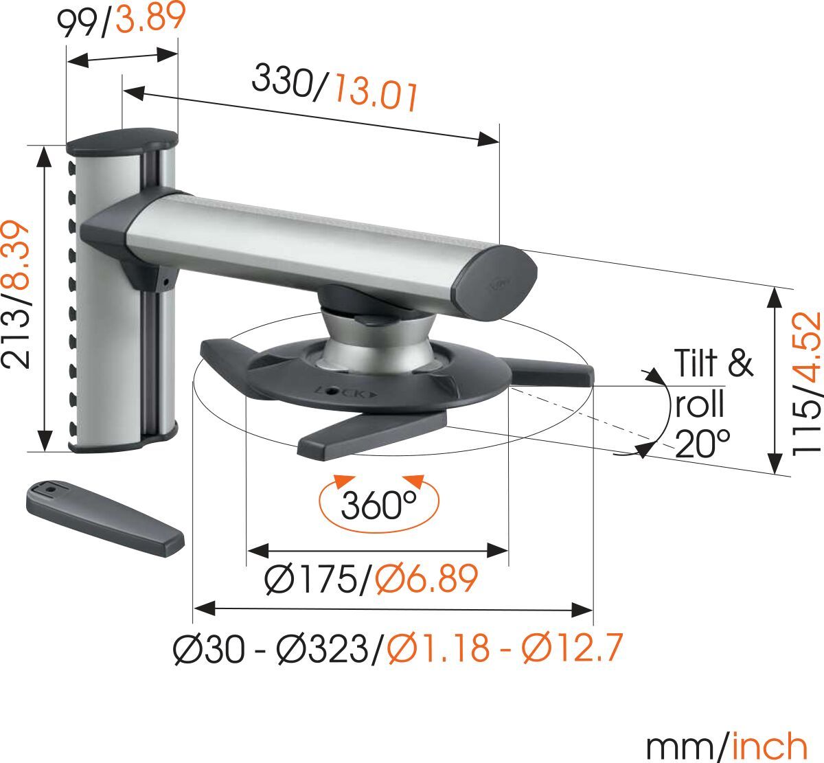 Vogel's EPW 6565 Projector Wall Mount - Max. weight load: Dimensions