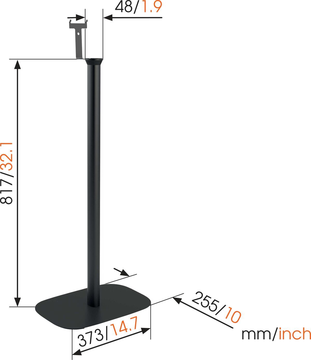 Vogel's SOUND 4303 Speaker Stand for SONOS PLAY:3 (black) - Dimensions