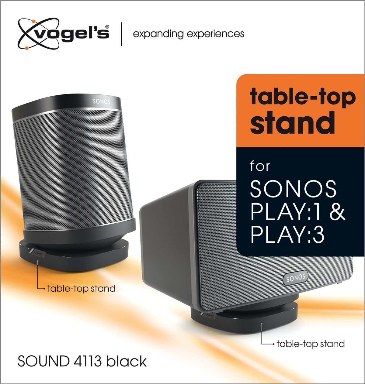 Vogel's SOUND 4113 Support de table pour Sonos One & Play:1 (noir) - Packaging front