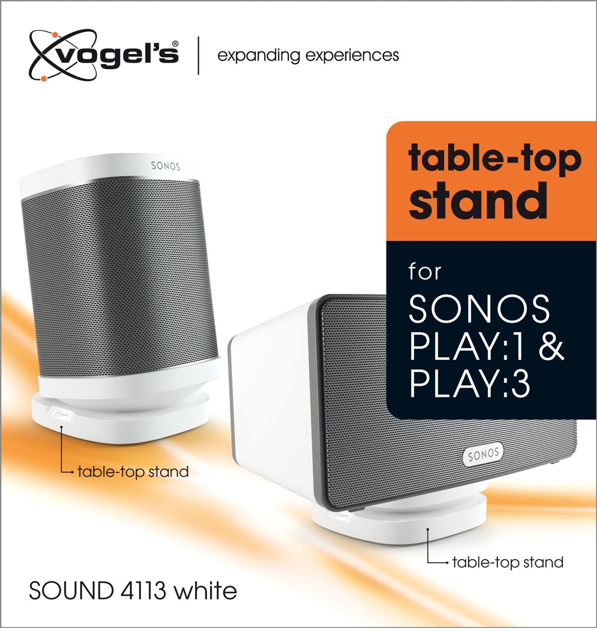Vogel's SOUND 4113 Support de table pour Sonos One & Play:1 (blanc) - Packaging front
