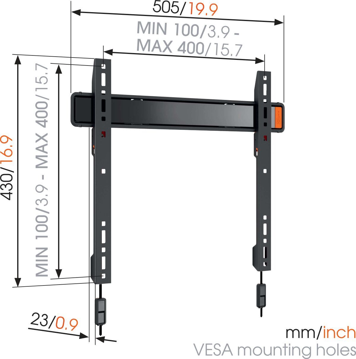 Vogel's WALL 2205 Fixed TV Wall Mount - Suitable for 32 up to 55 inch TVs up to Dimensions