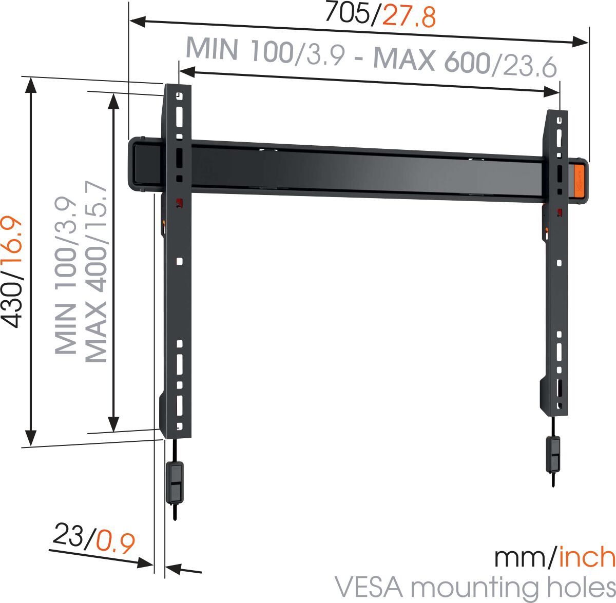Vogel's WALL 2305 Fixed TV Wall Mount - Suitable for 40 up to 80 inch TVs up to Dimensions