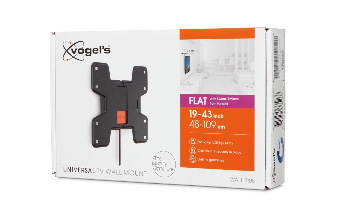 Vogel's WALL 3105 Fixed TV Wall Mount - Suitable for 19 up to 43 inch TVs up to Pack shot 3D