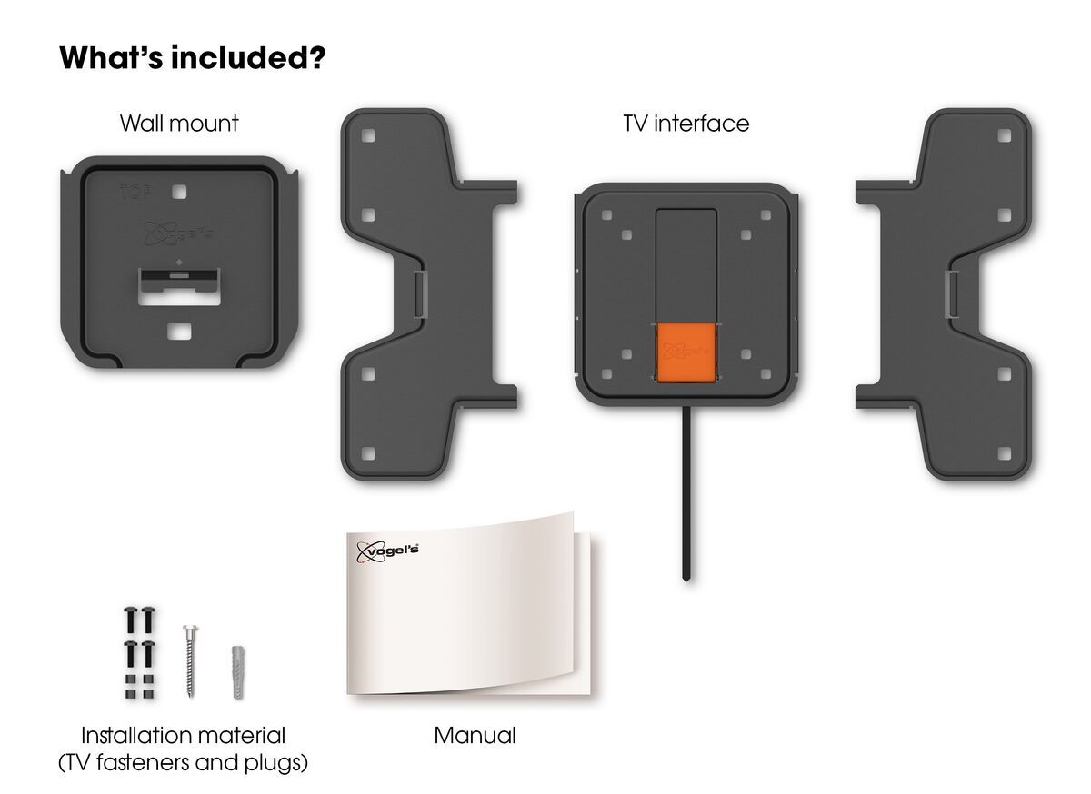 Vogel's WALL 3105 Fixed TV Wall Mount - Suitable for 19 up to 43 inch TVs up to What's in the box