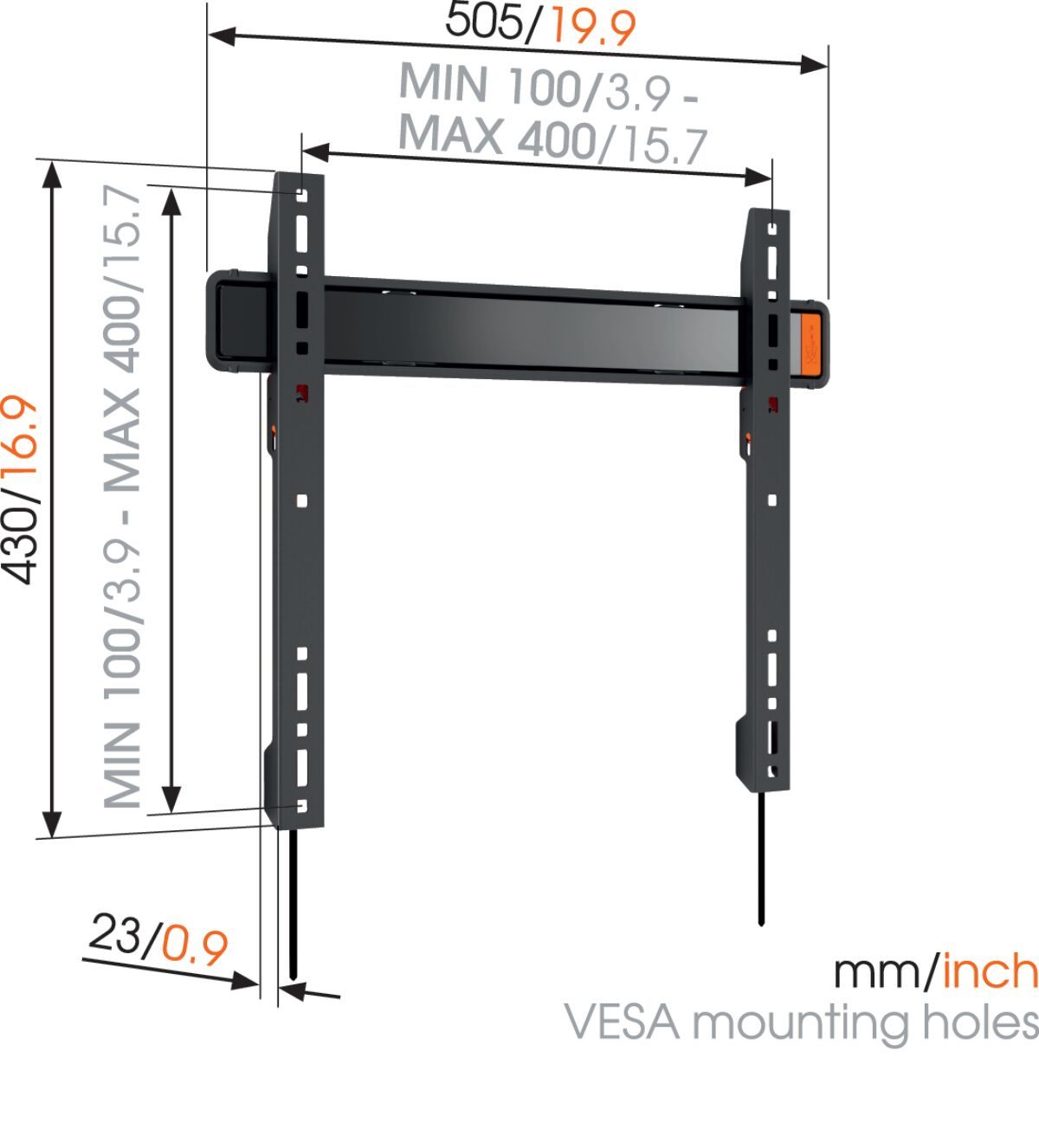 Vogel's WALL 3205 Fixed TV Wall Mount - Suitable for 32 up to 55 inch TVs up to Dimensions