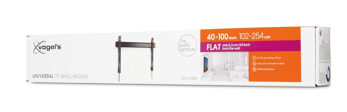 Vogel's WALL 3305 Platte tv-beugel - Geschikt voor 40 tot 100 inch tv's tot Pack shot 3D