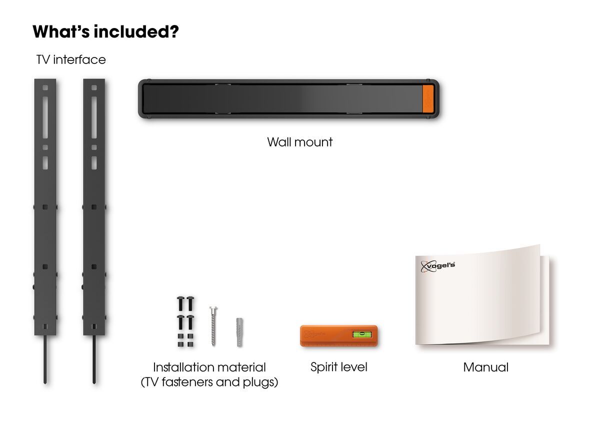 Vogel's WALL 3315 Tilting TV Wall Mount - Suitable for 40 up to 65 inch TVs up to Tilt up to 15° - What's in the box