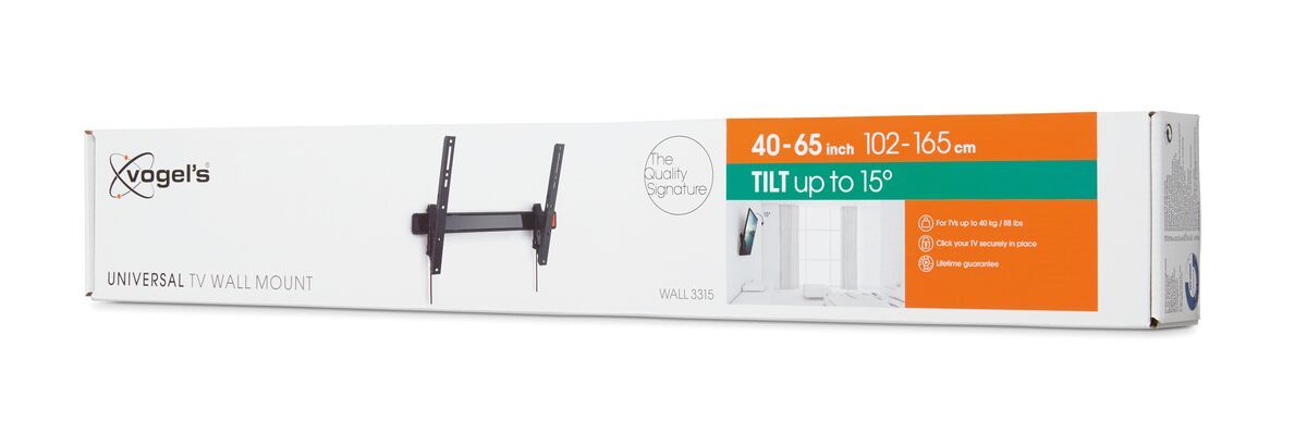 Vogel's WALL 3315 Neigbare TV-Wandhalterung - Geeignet für Fernseher von 40 bis 65 Zoll und einem Gewicht bis zu 40 kg - Bis zu 15° neigbar - Pack shot 3D