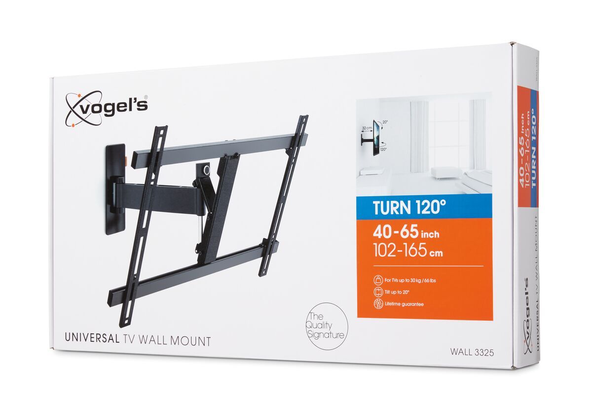 Vogel's WALL 3325 Full-Motion TV Wall Mount - Suitable for 40 up to 65 inch TVs - Motion (up to 120°) - Tilt up to 20° - Pack shot 3D