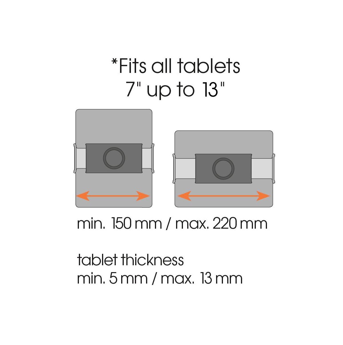 Vogel's TMS 1050 Dashboardpakket voor tablets - Dimensions