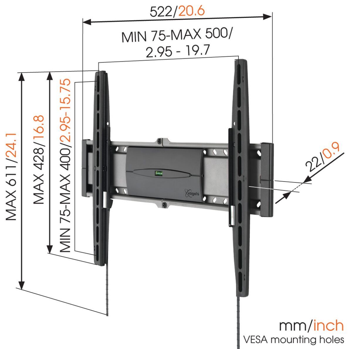 Vogel's EFW 8206 Fixed TV Wall Mount - Suitable for 32 up to 55 inch TVs up to Dimensions