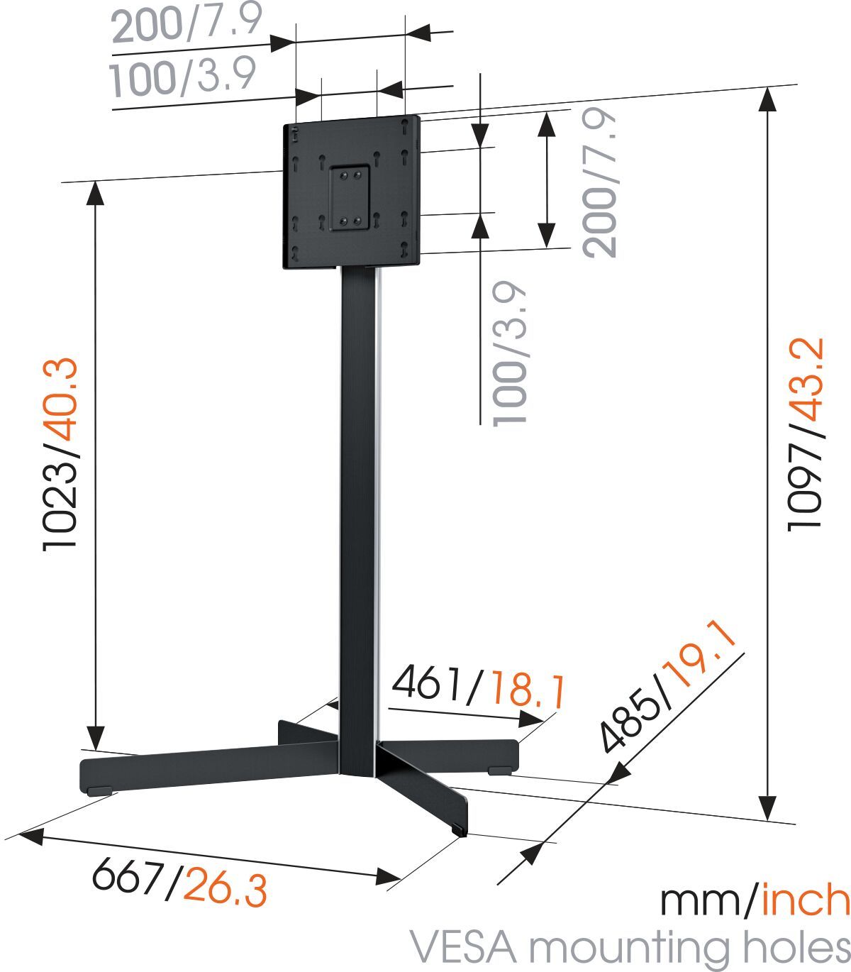 Vogel's EFF 8230 TV Floor Stand - Suitable for 19 up to 40 inch TVs up to Dimensions