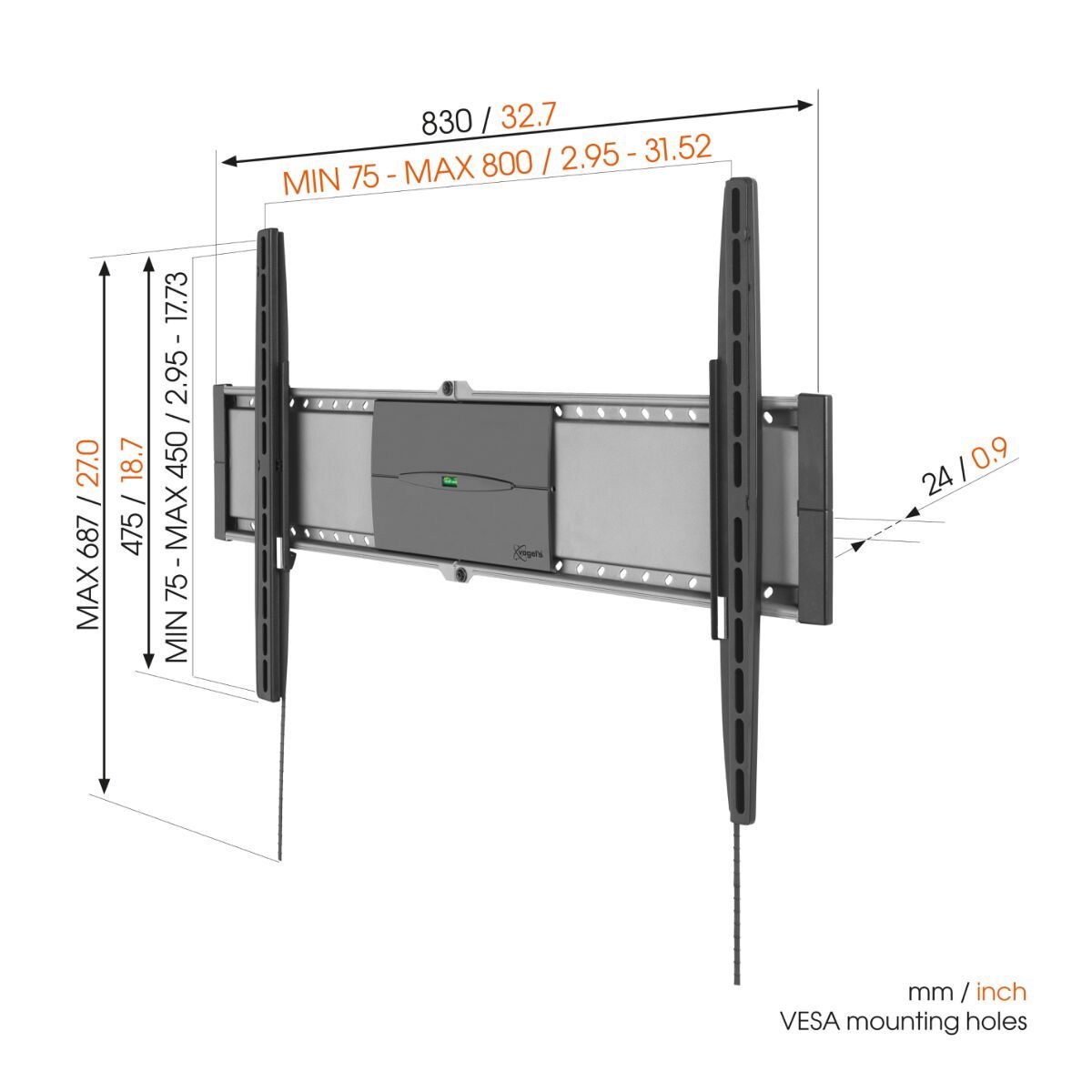 Vogel's EFW 8305 Fixed TV Wall Mount - Suitable for 40 up to 80 inch TVs up to Dimensions
