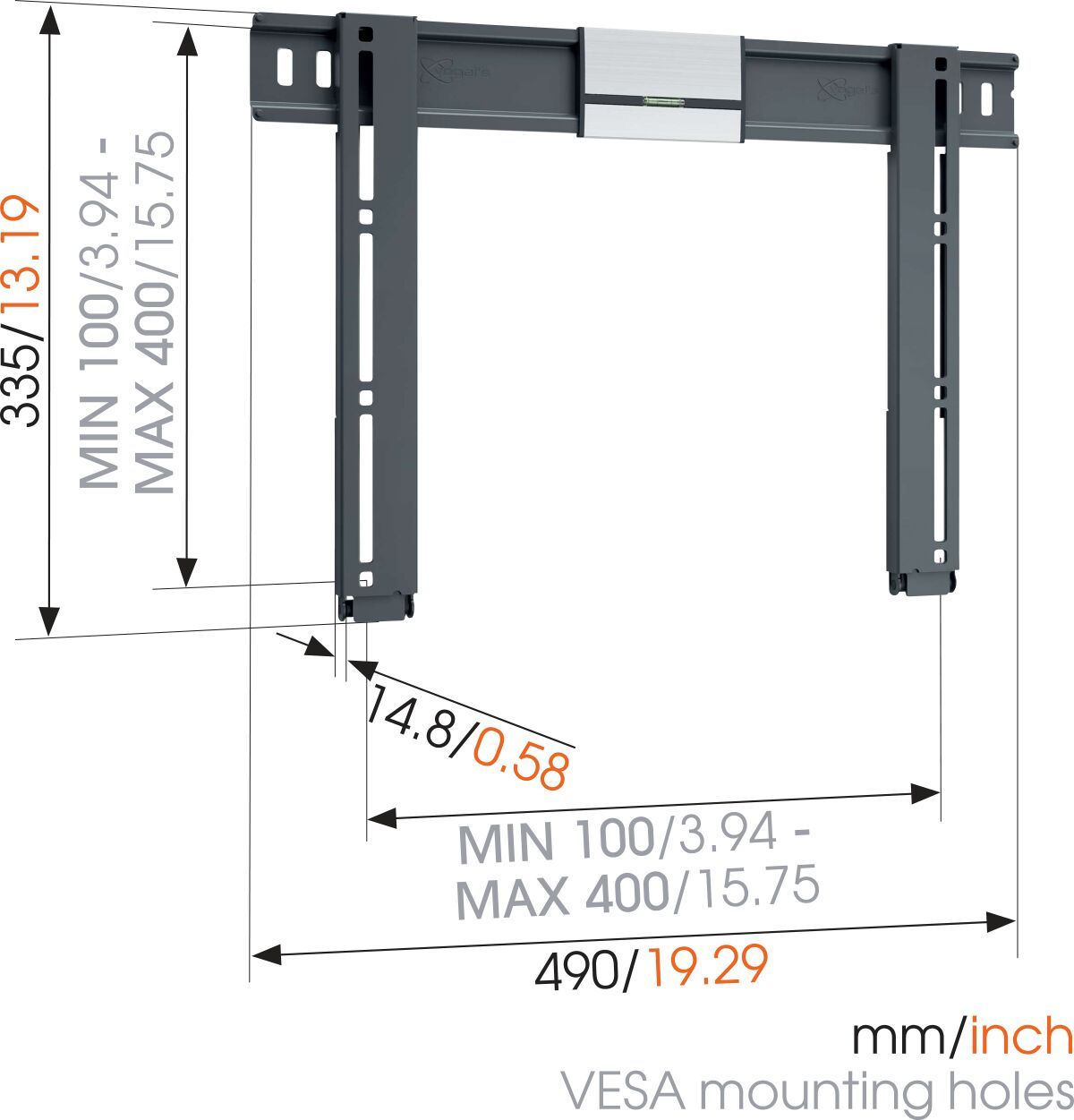 Vogel's THIN 405 ExtraThin Fixed TV Wall Mount - Suitable for 26 up to 55 inch TVs up to Dimensions