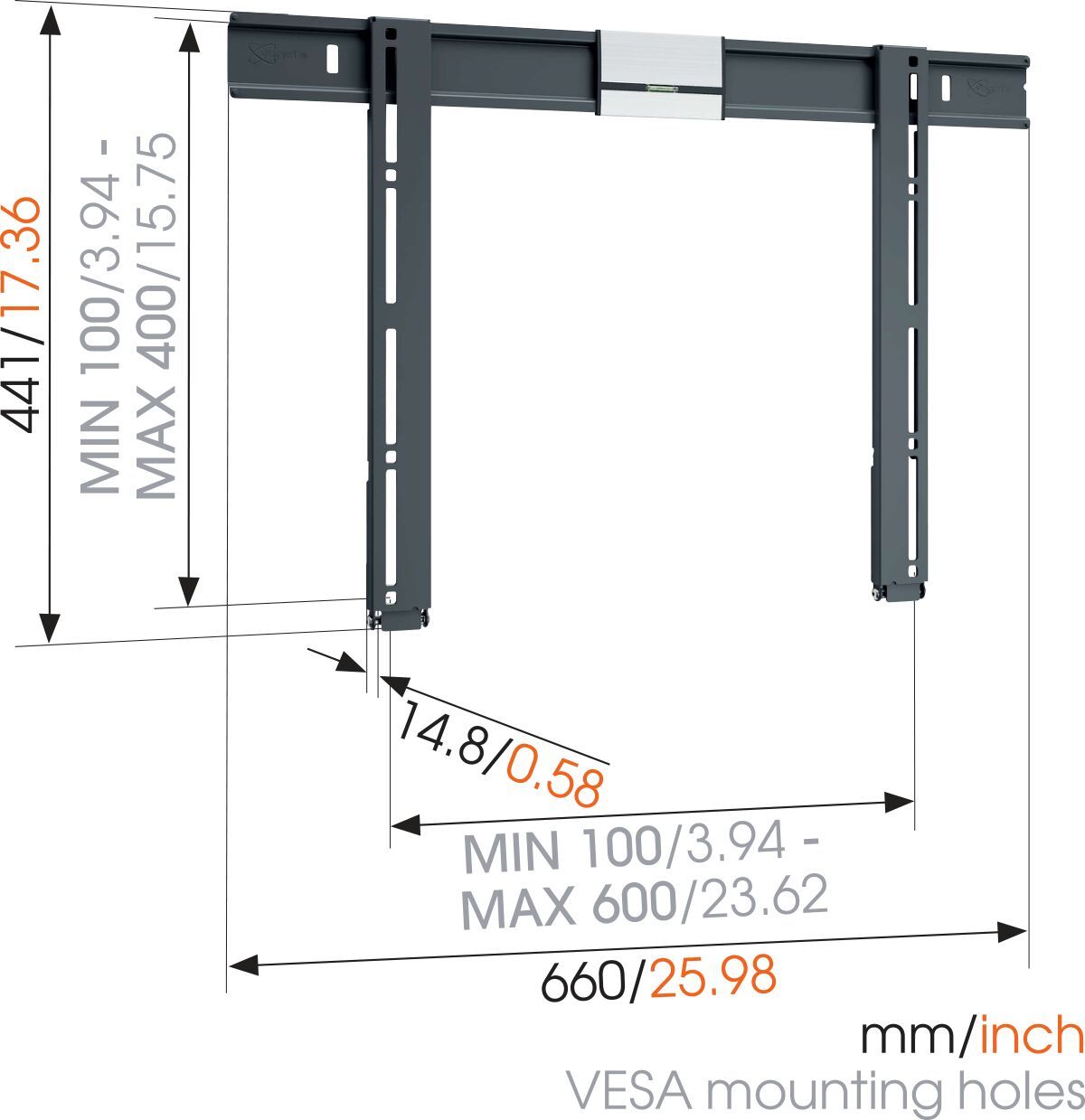 Vogel's THIN 505 ExtraThin Fixed TV Wall Mount - Suitable for 40 up to 65 inch TVs up to Dimensions