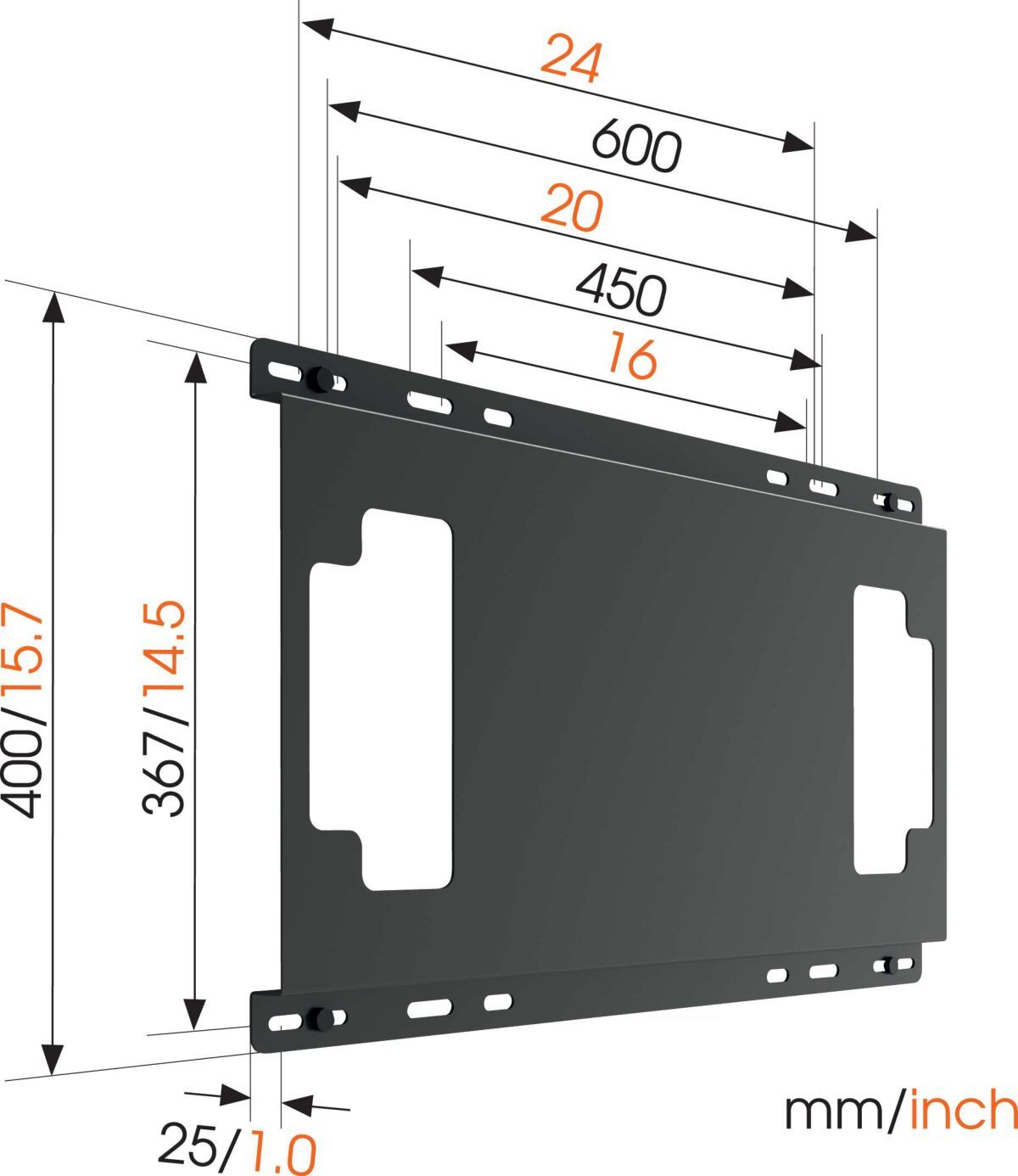 Vogel's THIN 595 Stud Adapter for TV Mounts Dimensions