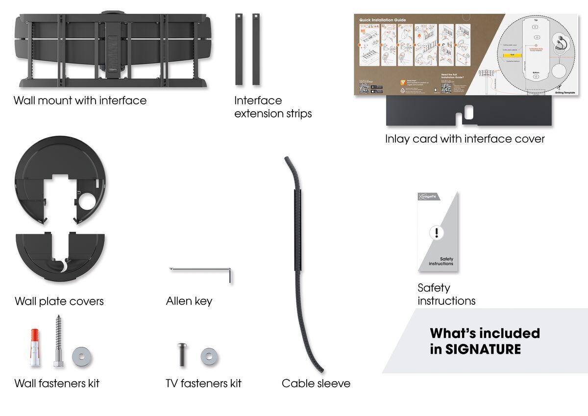 Vogel's TVM 7655 Support TV Orientable (noir) - Convient aux téléviseurs de 40 à 77 pouces jusqu'à Déploiement et rotation (jusqu'à 120°) - What's in the box
