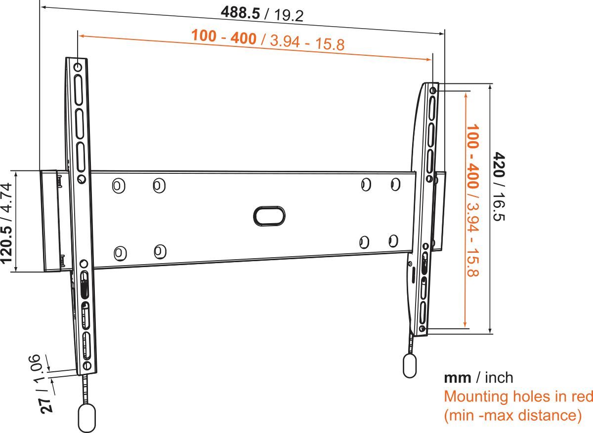 Vogel's BASE 05 M Fixed TV Wall Mount - Suitable for 32 up to 55 inch TVs up to Dimensions