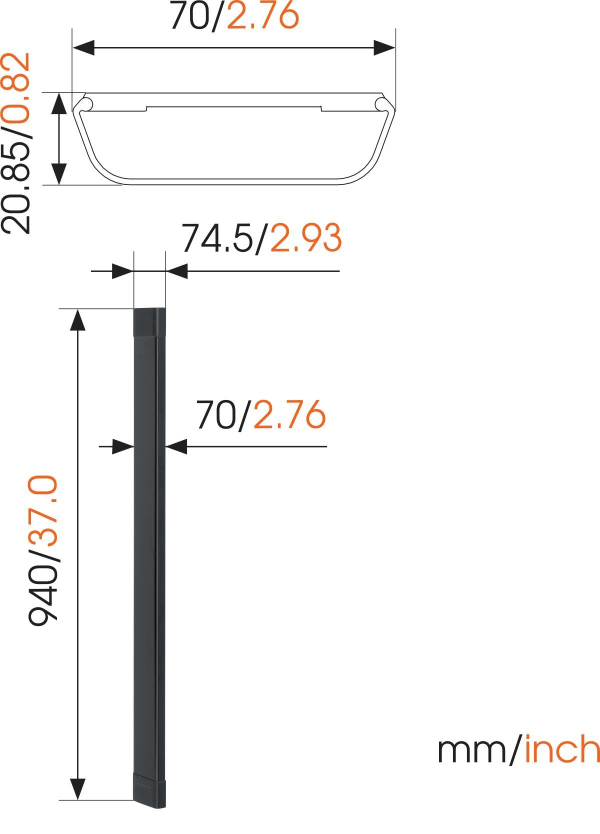 Vogel's CABLE 8 Chemin de câbles (noir) - Max. nombre de câbles à tenir : Jusqu’à 8 câbles - Longueur : 94 cm - Dimensions