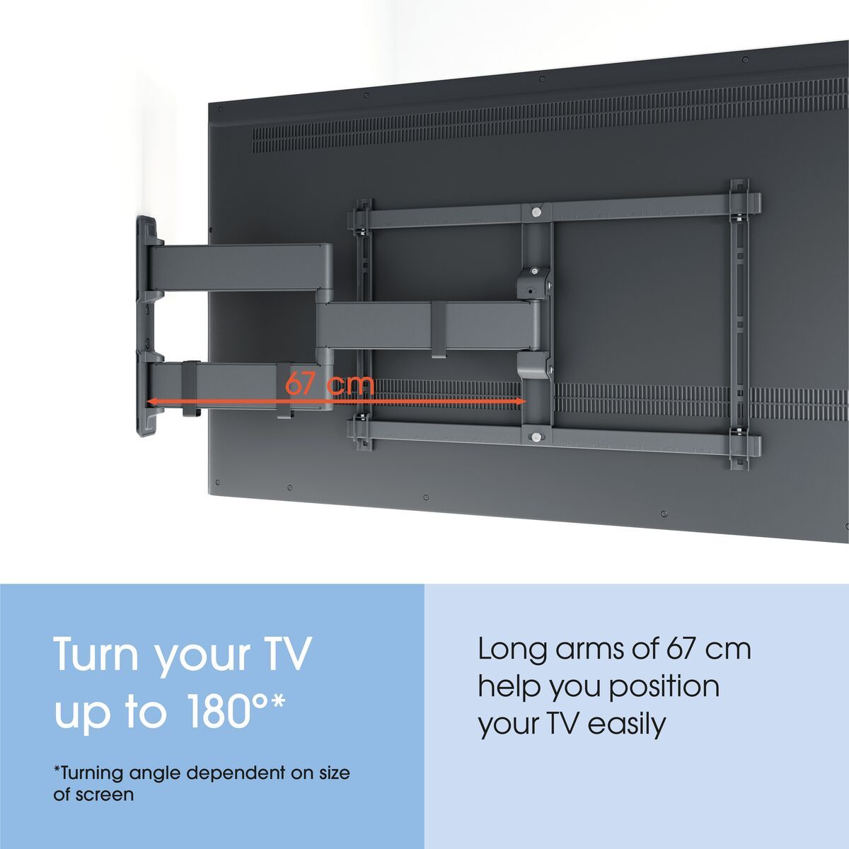 Vogel's TVM 3845 Schwenkbare TV-Wandhalterung (Schwarz) - Geeignet für Fernseher von 55 bis 100 Zoll - Voll beweglich (bis zu 180°) schwenkbar - Bis zu 10° neigbar - USP