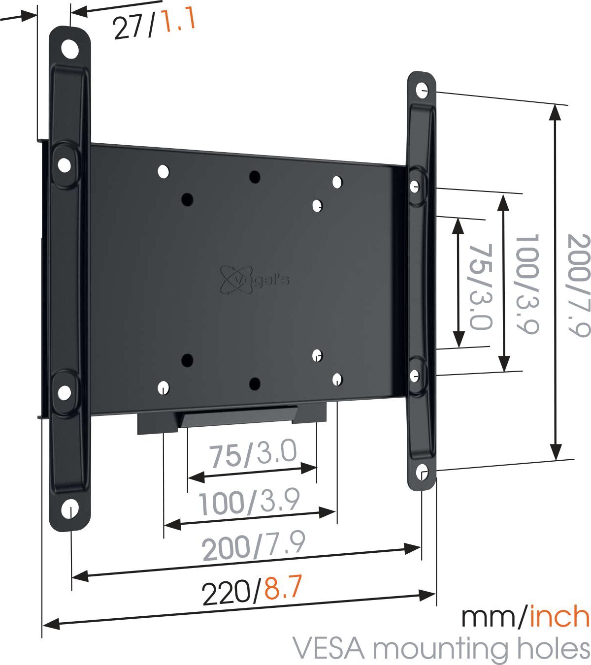Vogel's MA 2000 Fixed TV Wall Mount - Suitable for 19 up to 43 inch TVs up to Dimensions