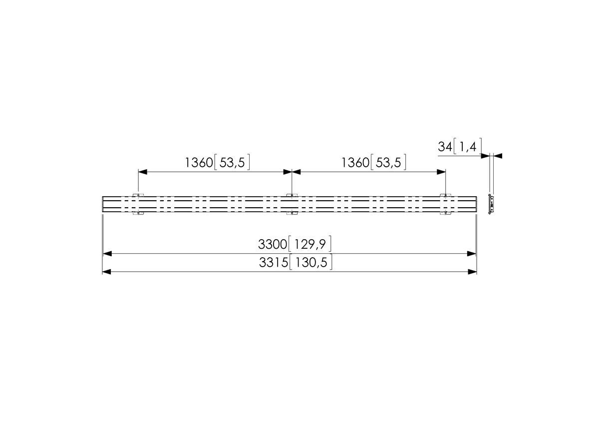 Vogel's PFB 3433S Display Interface Profile - Dimensions