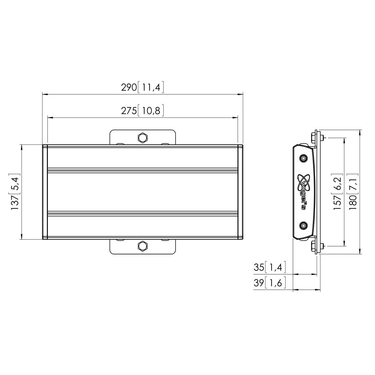 Vogel's PFB 3402B Display Interface Profile - Dimensions