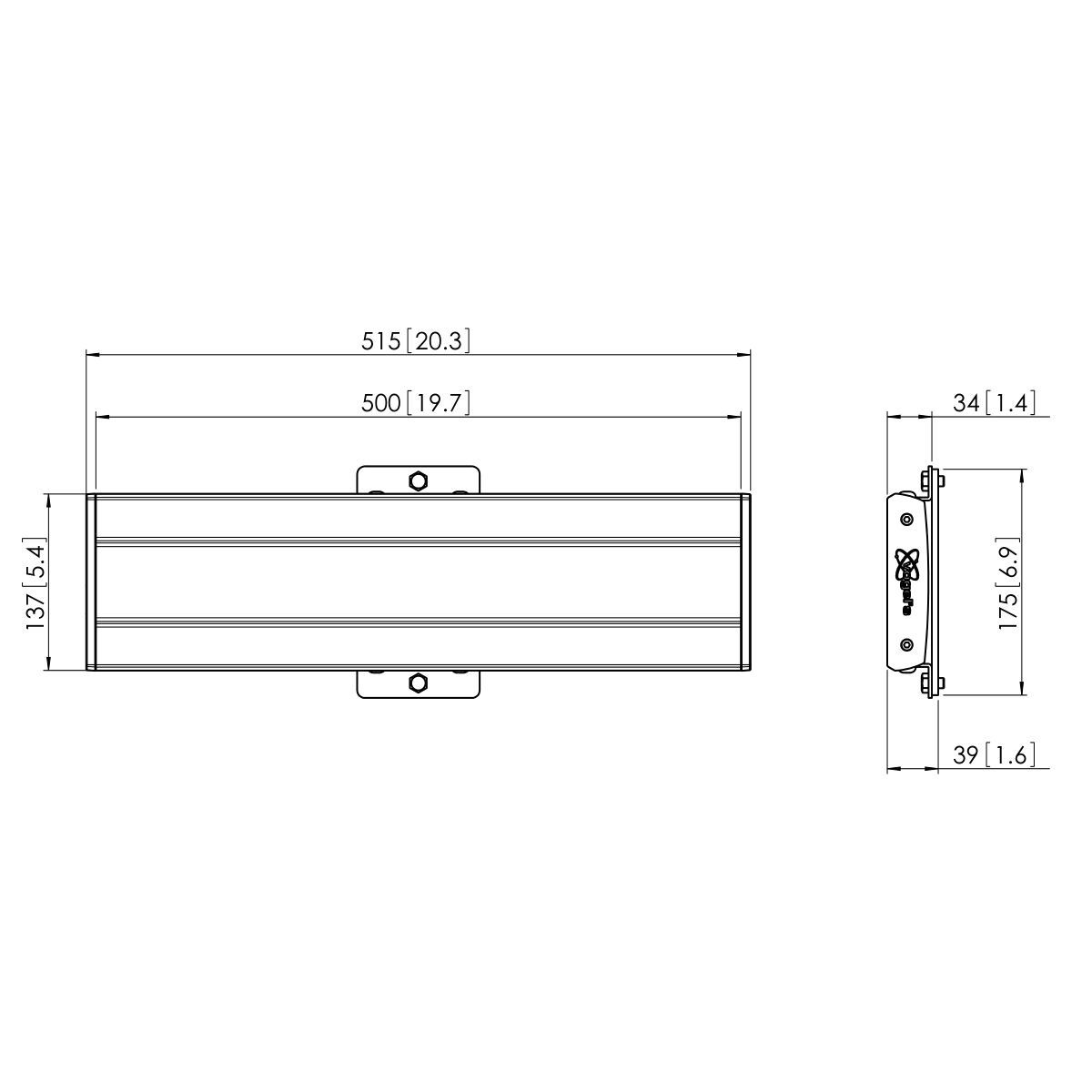 Vogel's PFB 3405S perfil de interfaz de pantalla - Dimensions