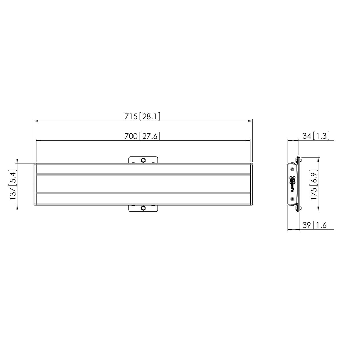 Vogel's PFB 3407S Interface écran Profile - Dimensions