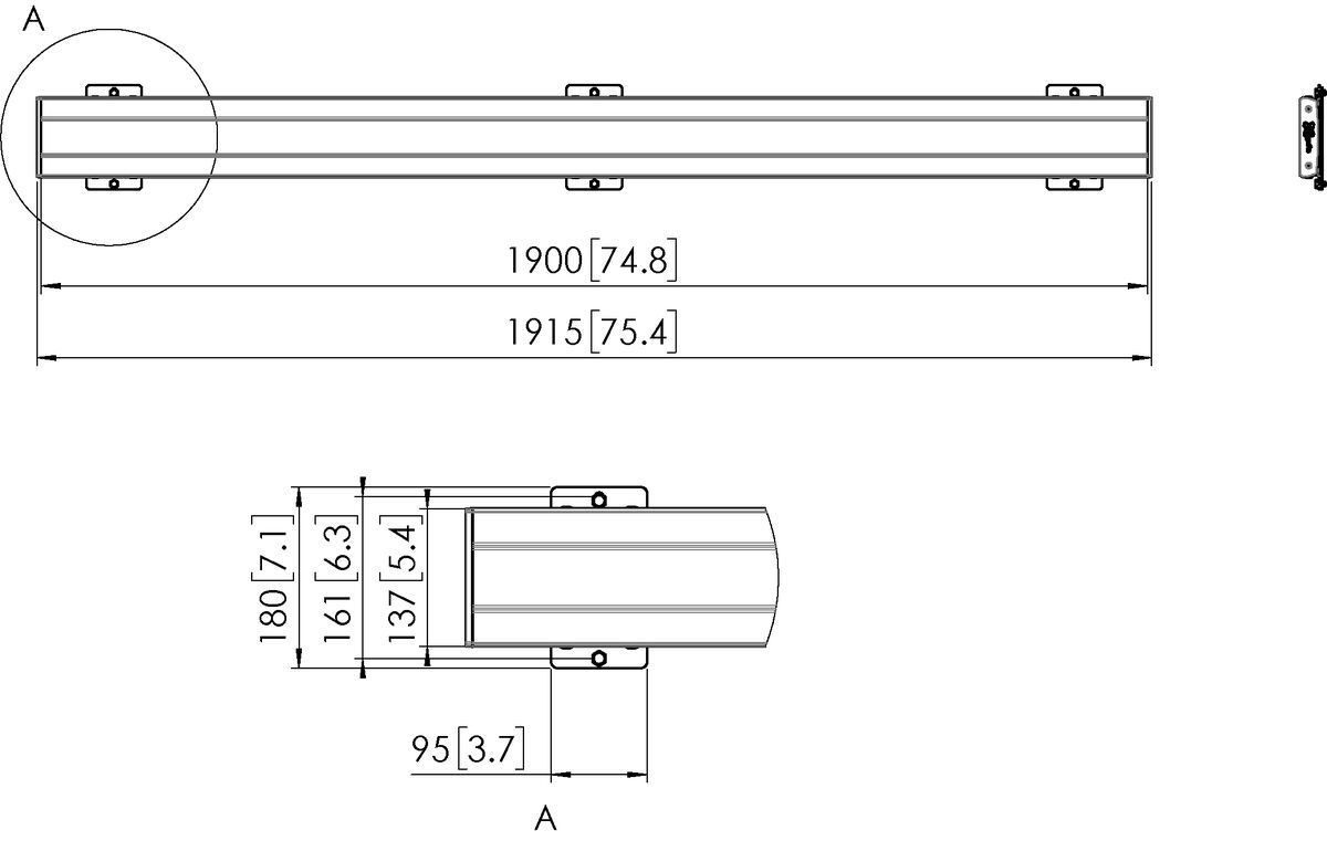 Vogel's PFB 3419S Display Interface Profile - Dimensions