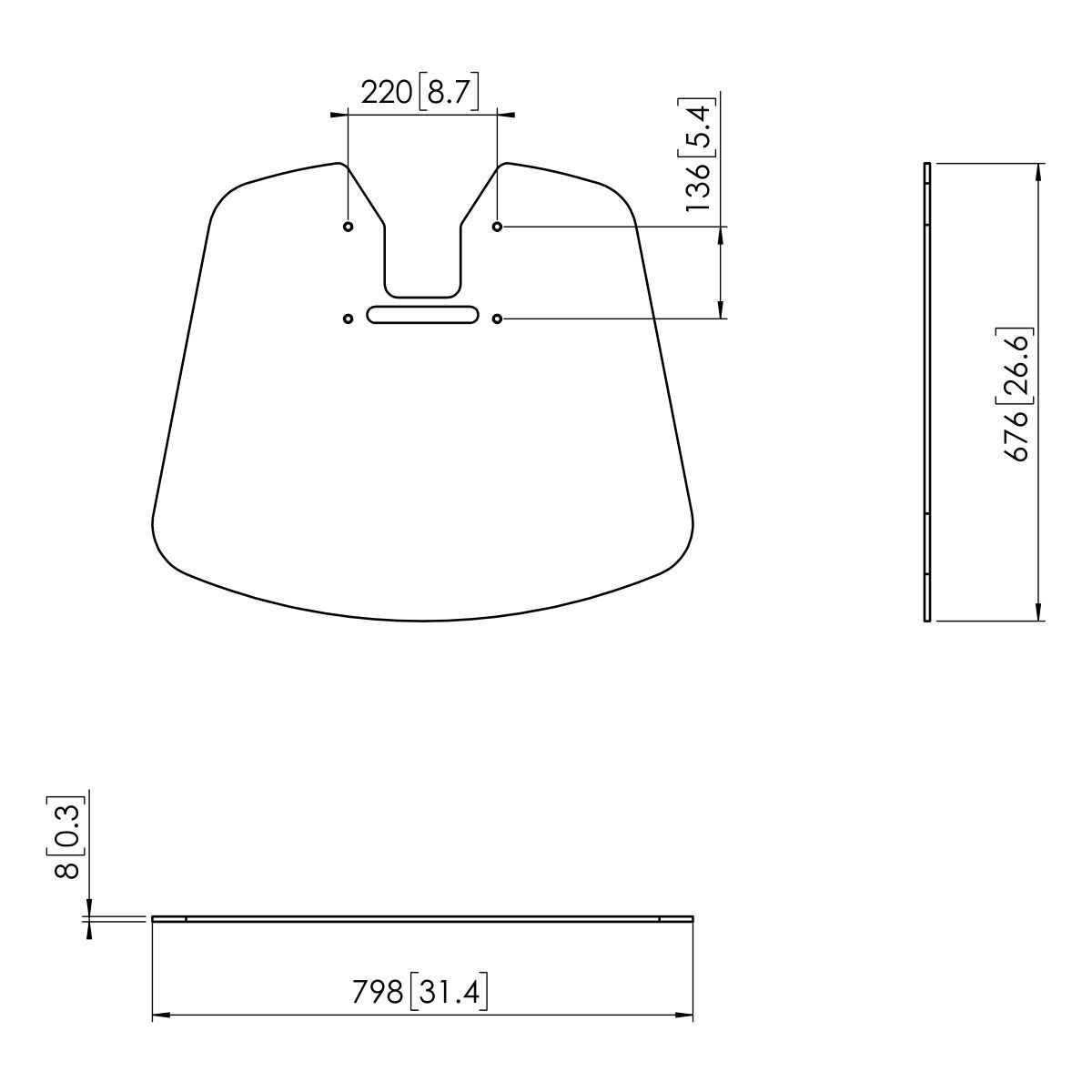 Vogel's PFF 7025 Base a Suelo plata - Dimensions