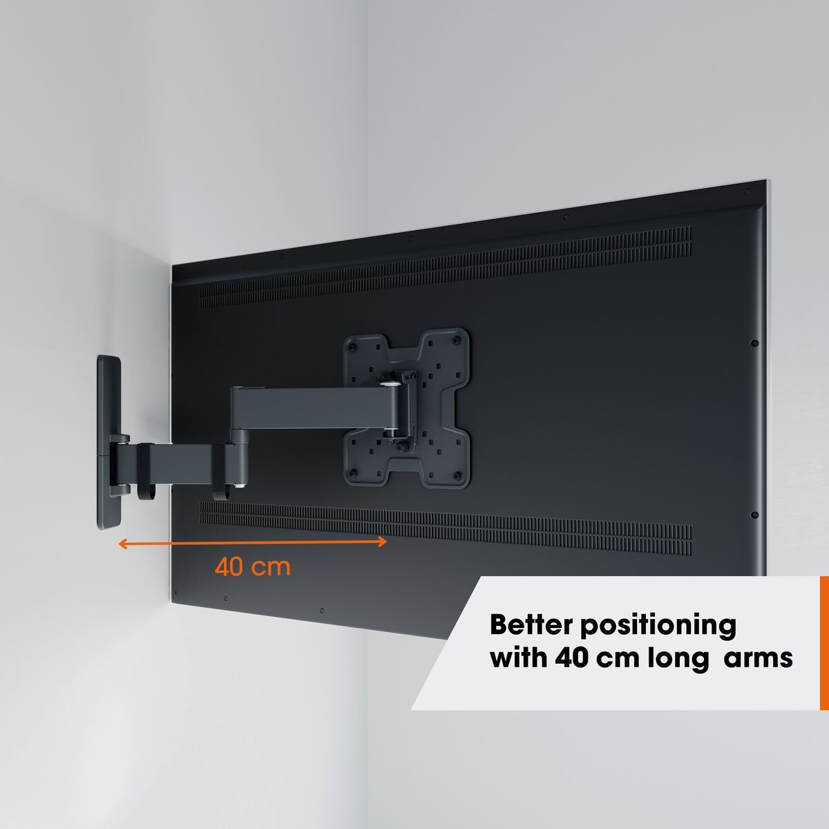 Vogel's TVM 1245 Schwenkbare TV-Wandhalterung - Geeignet für Fernseher von 19 bis 43 Zoll - Voll beweglich (bis zu 180°) schwenkbar - Bis zu 15° neigbar - USP