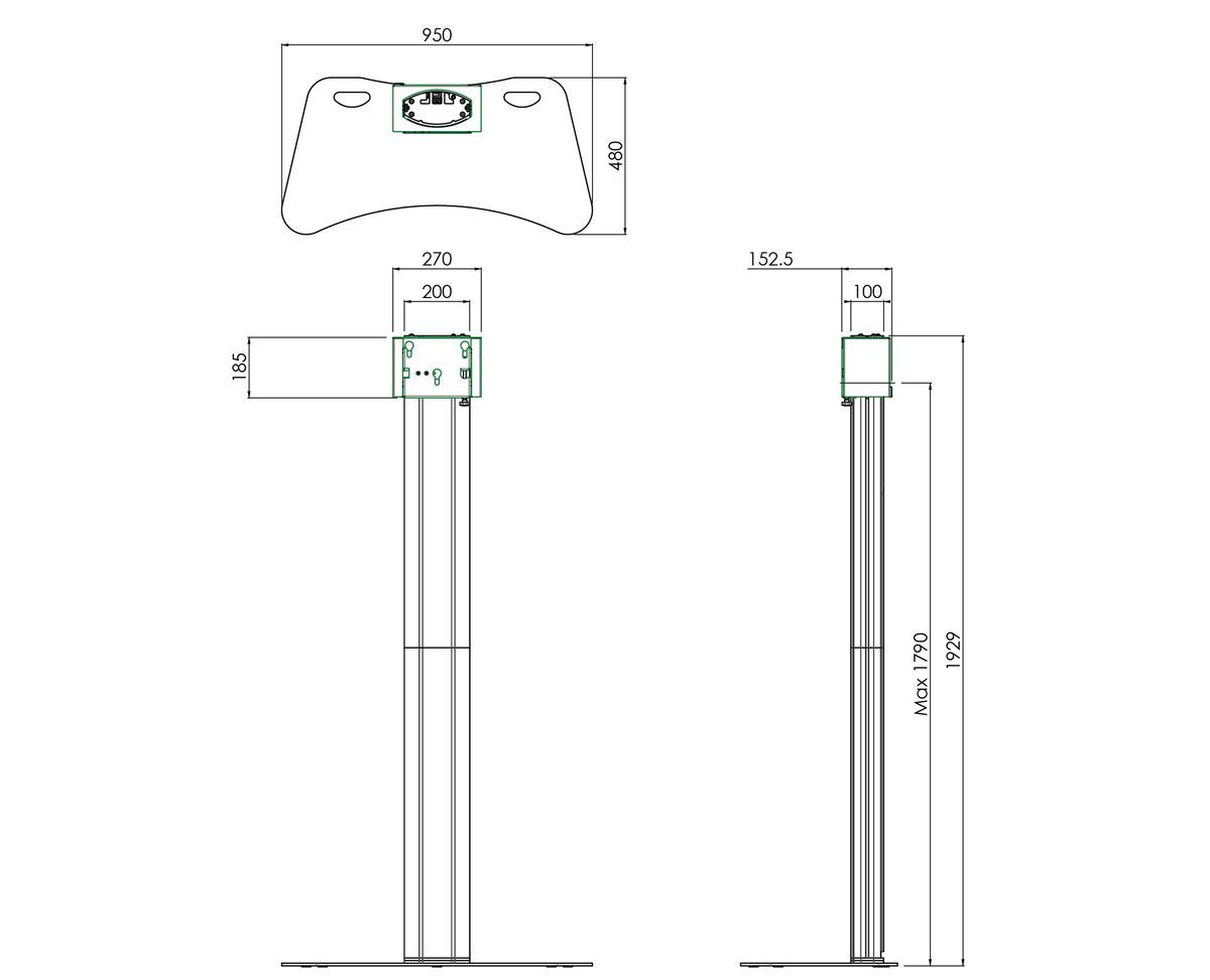 Vogel's S062.1000 soporte de suelo para pantalla Dimensions