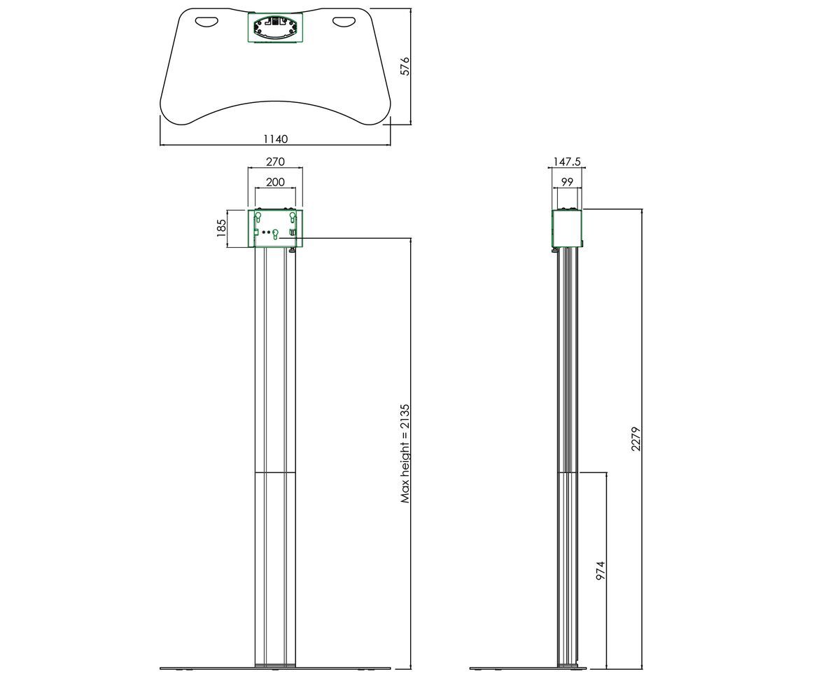 Vogel's S062.3000-225 soporte de suelo para pantalla Dimensions