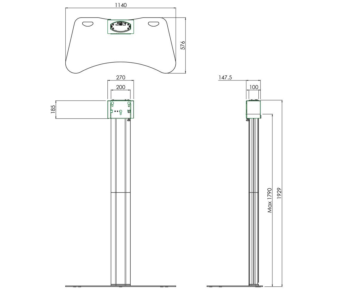 Vogel's S062.3000 Display Floor Stand Dimensions