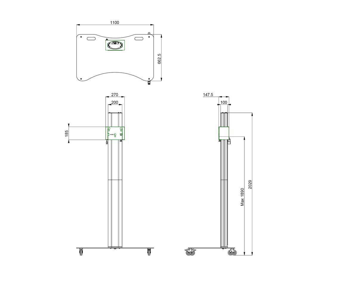 Vogel's S062.3500 Display Trolley Dimensions
