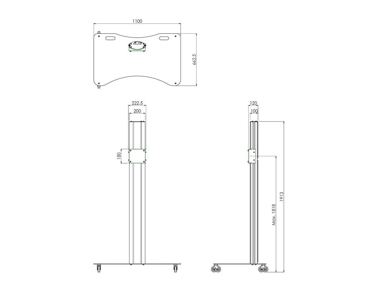Vogel's S062.3720 Display Trolley Dimensions