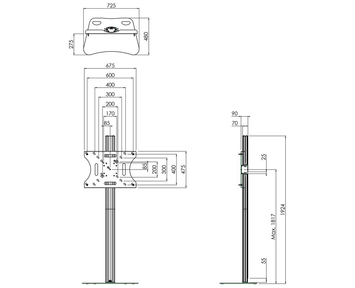 Vogel's S062.8045 Display Floor Stand divisible, VESA Dimensions