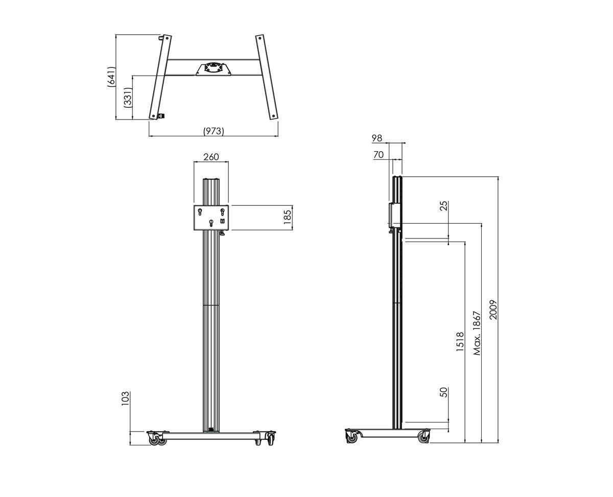 Vogel's S062.8550 Display Trolley Dimensions