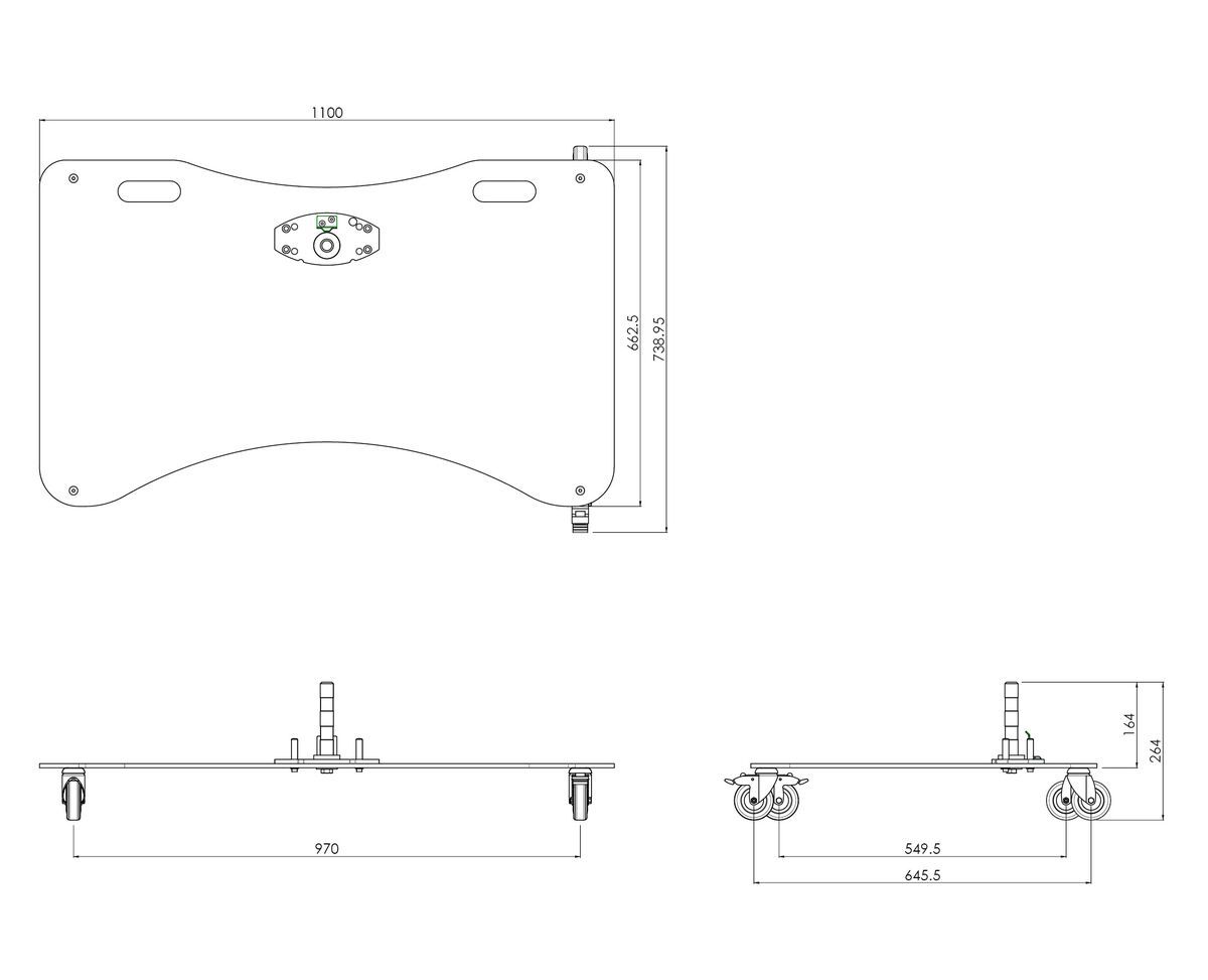 Vogel's S063.3510 Vloerplaat voor trolley, <90" Dimensions