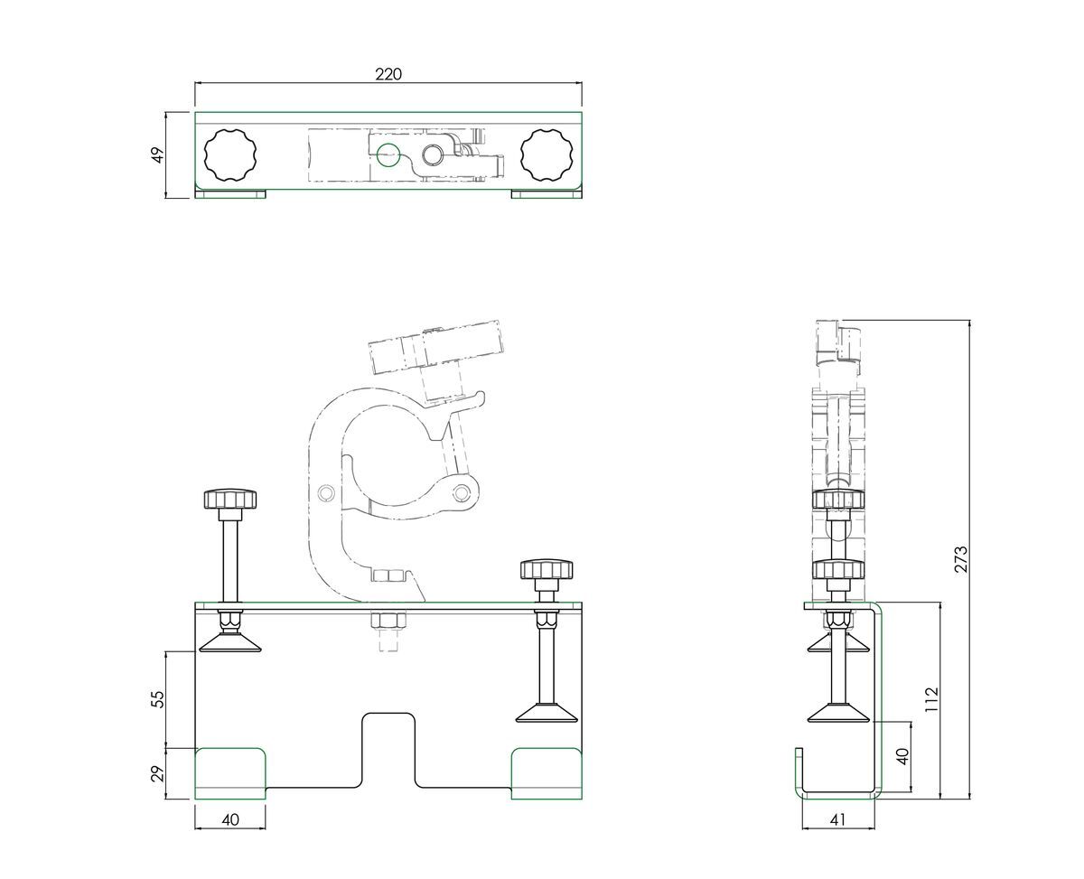 Vogel's S112.1019 Stack Frame Clamp Dimensions