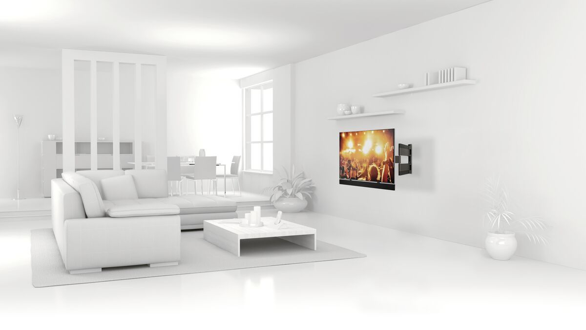 Vogel's THIN 345 UltraThin Support TV Orientable (blanc) - Convient aux téléviseurs de 40 à 65 pouces - Orientable (jusqu'à 180°) - Inclinaison jusqu'à 20° - Ambiance