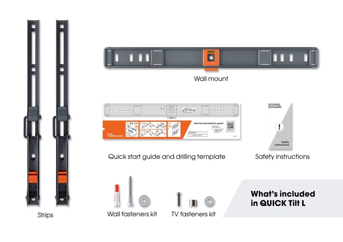 Vogel's TVM 1615 Tilting TV Wall Mount - Suitable for 40 up to 77 inch TVs - Tilt up to 15° - What's in the box
