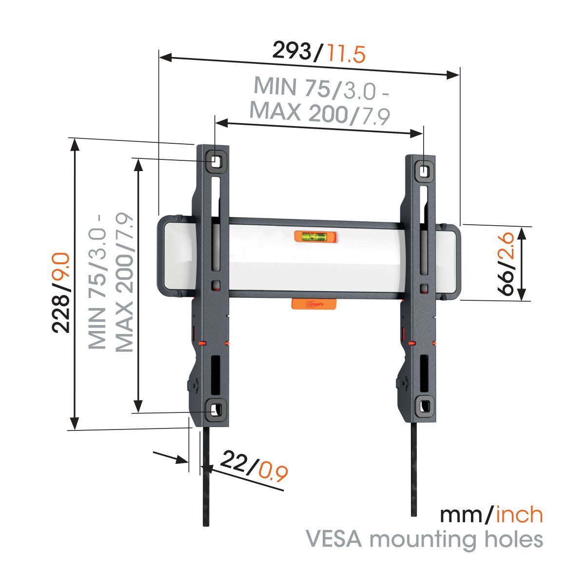 Vogel's TVM 3207 Platte tv-beugel - Geschikt voor 19 tot 50 inch tv's - Dimensions