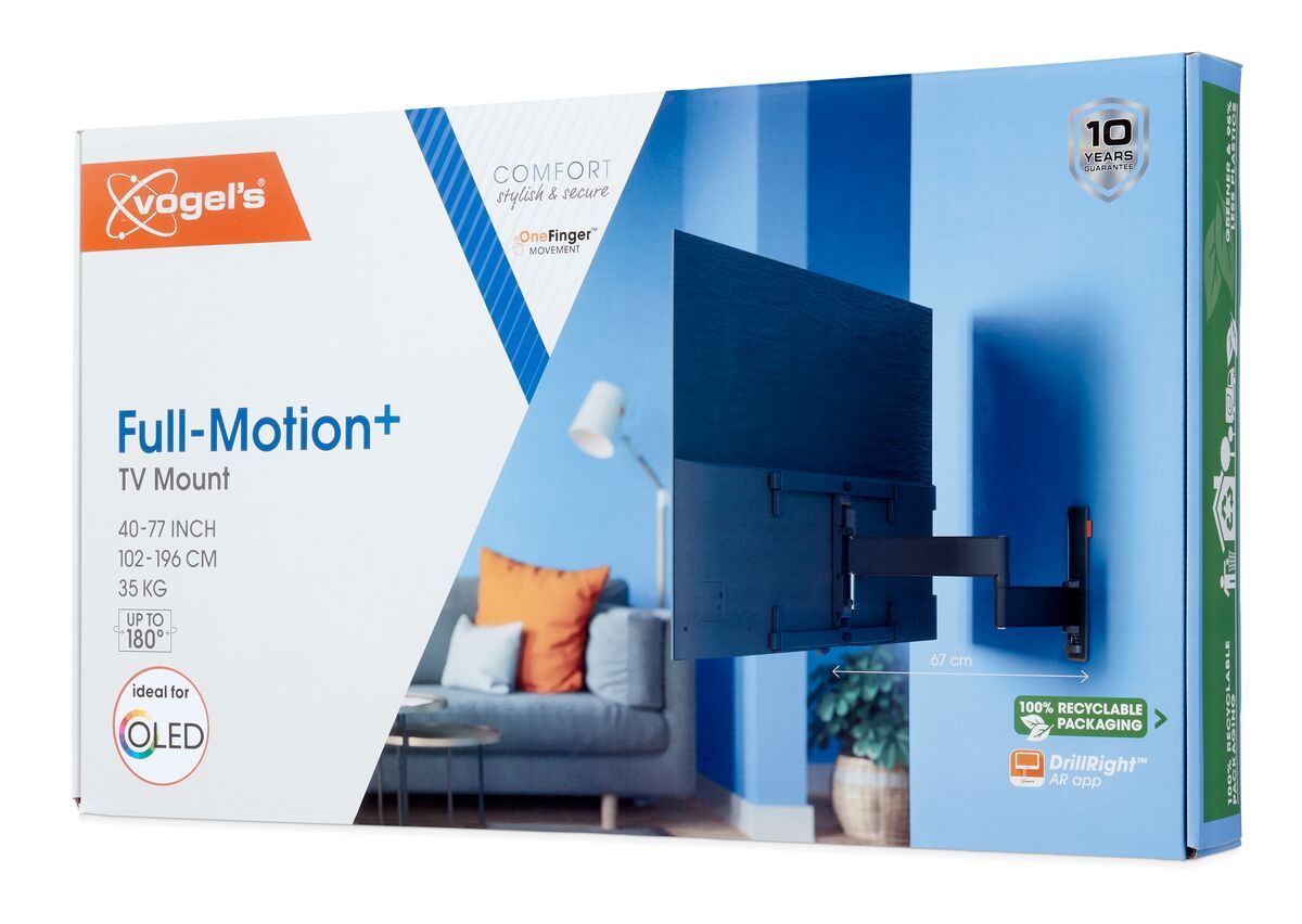 Vogel's TVM 3665 Full-Motion TV Wall Mount - Suitable for 40 up to 77 inch TVs - Full motion (up to 180°) swivel - Tilt up to 20° - Pack shot 3D