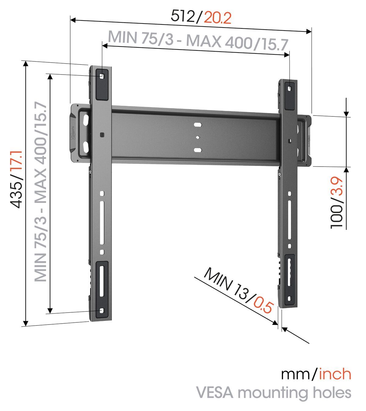 Vogel's TVM 5505 Fixed TV Wall Mount - Suitable for 32 up to 77 inch TVs - Dimensions